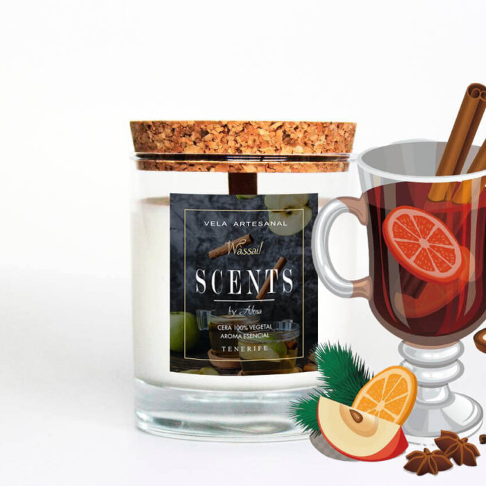 Vela mediana 150 ml Vino Caliente de Navidad